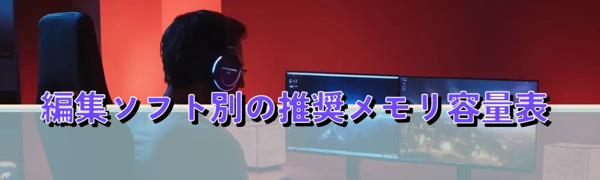 編集ソフト別の推奨メモリ容量表